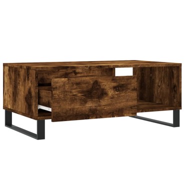 vidaXL Τραπεζάκι Σαλονιού Καπνιστή Δρυς 90x50x36,5cm Επεξεργ. Ξύλο 1 τεμ.