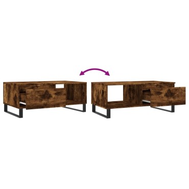 vidaXL Τραπεζάκι Σαλονιού Καπνιστή Δρυς 90x50x36,5cm Επεξεργ. Ξύλο 1 τεμ.