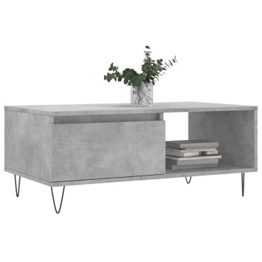 vidaXL Τραπεζάκι Σαλονιού Γκρι Σκυροδ. 90x50x36,5cm Επεξεργ. Ξύλο 1 τεμ.
