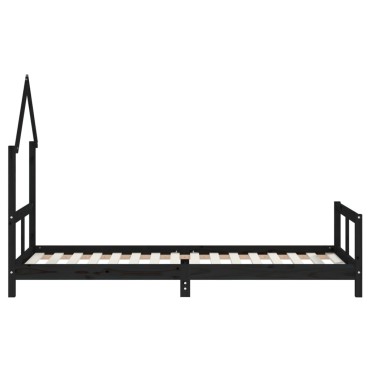 vidaXL Πλαίσιο Παιδικού Κρεβατιού Μαύρο 80x200cm Μασίφ Ξύλο Πεύκου 1 τεμ. - Μονό