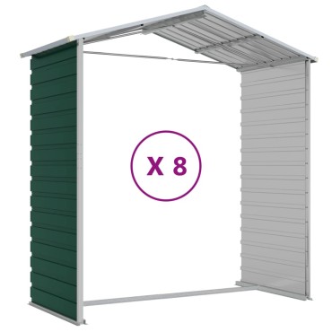 vidaXL Αποθήκη Κήπου Πράσινη 191x725x198 εκ. Γαλβανισμένο Ατσάλι