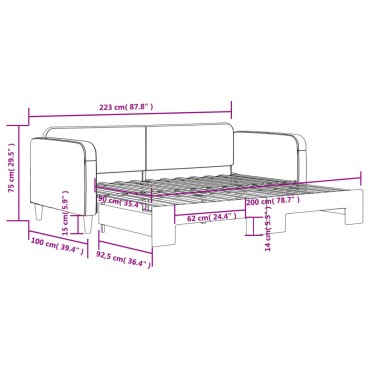 vidaXL Καναπές Κρεβάτι Συρόμενος Ανοιχτό Γκρι 90 x 200 εκ. Υφασμάτινος