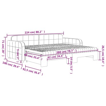 vidaXL Καναπές Κρεβάτι Συρόμενος Αν. Γκρι 90x200εκ Βελούδινος Στρώματα