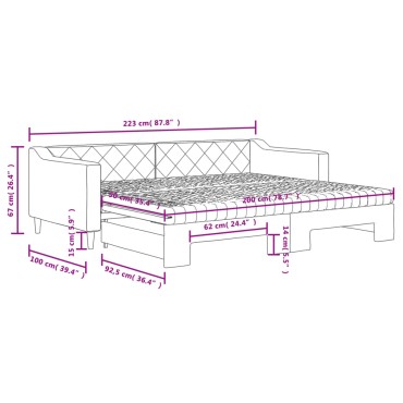 vidaXL Καναπές Κρεβάτι Συρόμενος Αν. Γκρι 90x200εκ Ύφασμα Στρώματα