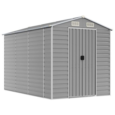 vidaXL Αποθήκη Κήπου Ανοιχτό Γκρι 191x300x198 εκ. Γαλβανισμένο Ατσάλι