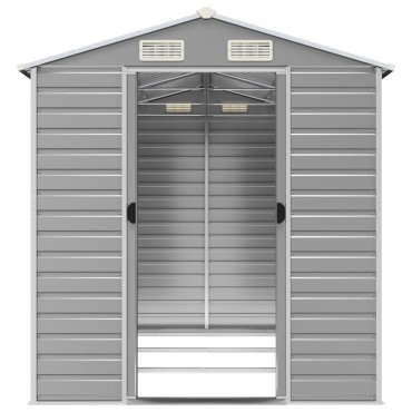 vidaXL Αποθήκη Κήπου Ανοιχτό Γκρι 191x300x198 εκ. Γαλβανισμένο Ατσάλι