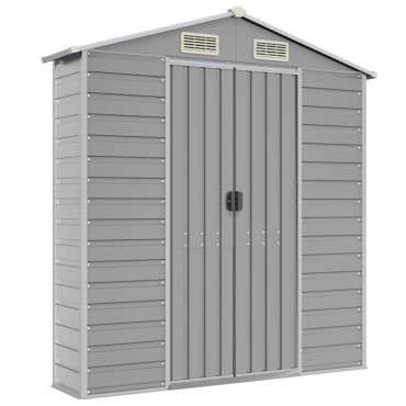 vidaXL Αποθήκη Κήπου Ανοιχτό Γκρι 191x300x198 εκ. Γαλβανισμένο Ατσάλι