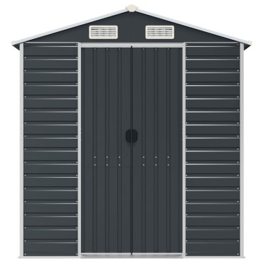 vidaXL Αποθήκη Κήπου Ανθρακί 191x640x198 εκ. Γαλβανισμένο Ατσάλι