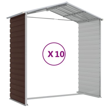 vidaXL Αποθήκη Κήπου Καφέ 191x895x198 εκ. Γαλβανισμένο Ατσάλι