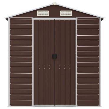 vidaXL Αποθήκη Κήπου Καφέ 191x215x198 εκ. Γαλβανισμένο Ατσάλι