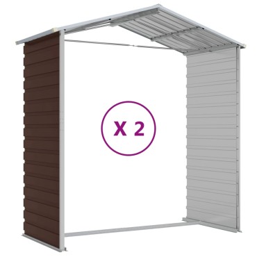 vidaXL Αποθήκη Κήπου Καφέ 191x215x198 εκ. Γαλβανισμένο Ατσάλι