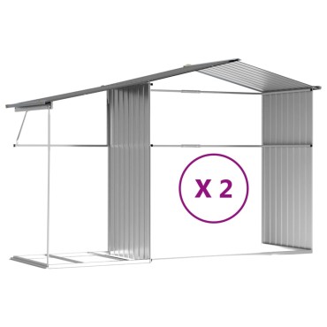 vidaXL Αποθήκη Κήπου Γκρι 277x279x179 εκ. από Γαλβανισμένο Ατσάλι