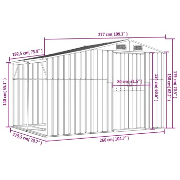 vidaXL Αποθήκη Κήπου Ανθρακί 277x192,5x179 εκ. από Γαλβαν. Ατσάλι