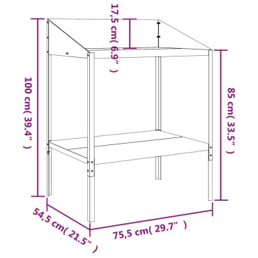 vidaXL Βάση Φυτών Ανθρακί 75,5 x 54,5 x 100 εκ. από Γαλβαν. Ατσάλι