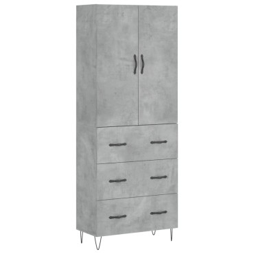 vidaXL Ντουλάπι Γκρι Σκυροδέματος 69,5x34x180cm Επεξεργασμένο Ξύλο 1 τεμ.