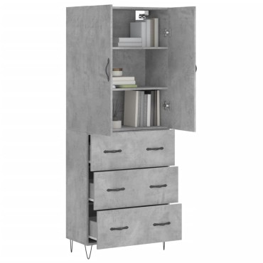 vidaXL Ντουλάπι Γκρι Σκυροδέματος 69,5x34x180cm Επεξεργασμένο Ξύλο 1 τεμ.