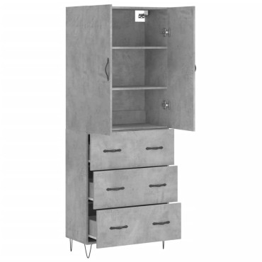 vidaXL Ντουλάπι Γκρι Σκυροδέματος 69,5x34x180cm Επεξεργασμένο Ξύλο 1 τεμ.
