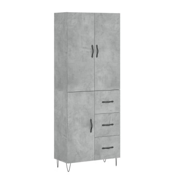 vidaXL Ντουλάπι Γκρι Σκυροδέματος 69,5x34x180cm Επεξεργασμένο Ξύλο 1 τεμ.