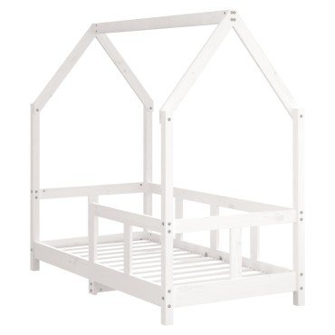 vidaXL Πλαίσιο Παιδικού Κρεβατιού Λευκό 70x140cm Μασίφ Ξύλο Πεύκου 1 τεμ. - Μονό