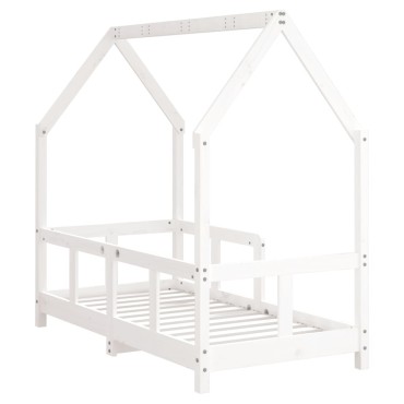 vidaXL Πλαίσιο Παιδικού Κρεβατιού Λευκό 70x140cm Μασίφ Ξύλο Πεύκου 1 τεμ. - Μονό