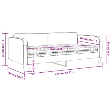 vidaXL Καναπές Κρεβάτι με Στρώμα Ανοιχτό Γκρι 90 x 200 εκ. Υφασμάτινο