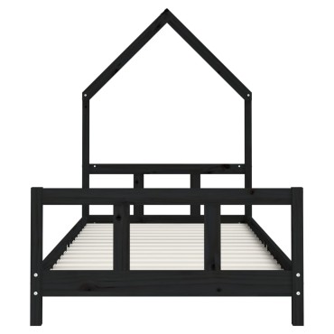 vidaXL Πλαίσιο Παιδικού Κρεβατιού Μαύρο 90x190cm Μασίφ Ξύλο Πεύκου 1 τεμ. - Μονό