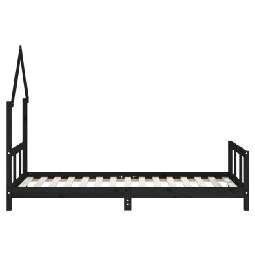 vidaXL Πλαίσιο Παιδικού Κρεβατιού Μαύρο 90x190cm Μασίφ Ξύλο Πεύκου 1 τεμ. - Μονό