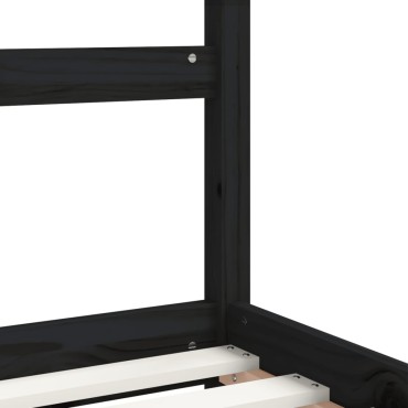 vidaXL Πλαίσιο Παιδικού Κρεβατιού Μαύρο 90x190cm Μασίφ Ξύλο Πεύκου 1 τεμ. - Μονό