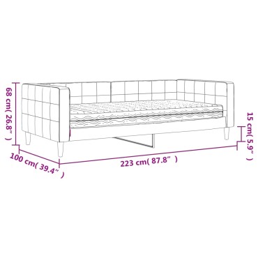 vidaXL Καναπές Κρεβάτι με Στρώμα Ανοιχτό Γκρι 90 x 200 εκ. Βελούδινος