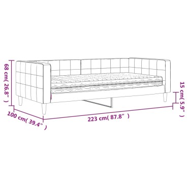 vidaXL Καναπές Κρεβάτι με Στρώμα μαύρο 90 x 200 εκ. Βελούδινος