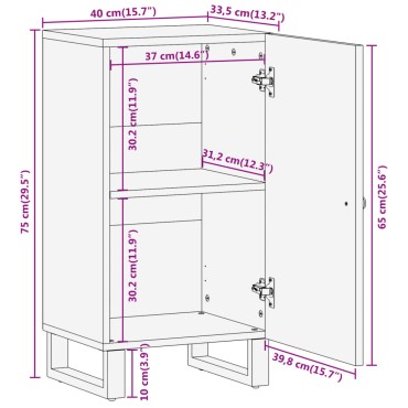 vidaXL Βοηθητικό Έπιπλο Καφέ/Μαύρο 40x33,5x75cm Μασίφ Ξύλο Μάνγκο 1 τεμ.
