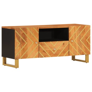 vidaXL Έπιπλο Τηλεόρασης Καφέ/Μαύρο 105x33,5x46cm Μασίφ Ξύλο Μάνγκο