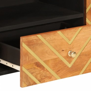 vidaXL Έπιπλο Τηλεόρασης Καφέ/Μαύρο 105x33,5x46cm Μασίφ Ξύλο Μάνγκο