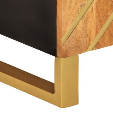 vidaXL Έπιπλο Τηλεόρασης Καφέ/Μαύρο 105x33,5x46cm Μασίφ Ξύλο Μάνγκο
