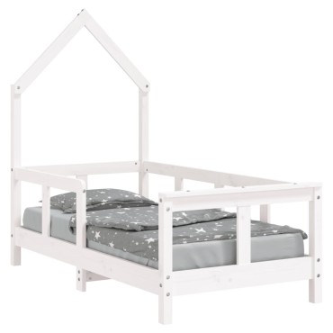 vidaXL Πλαίσιο Παιδικού Κρεβατιού Λευκό 70x140cm Μασίφ Ξύλο Πεύκου 1 τεμ. - Μονό