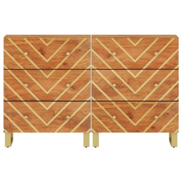 vidaXL Βοηθητικά Έπιπλα 2 τεμ. Καφέ/Μαύρο 60x33,5x75cm Μασίφ Ξύλο Μάνγκο