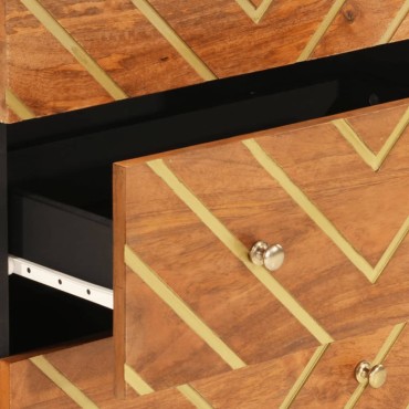vidaXL Βοηθητικά Έπιπλα 2 τεμ. Καφέ/Μαύρο 60x33,5x75cm Μασίφ Ξύλο Μάνγκο