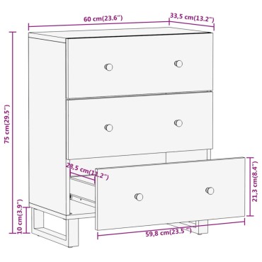vidaXL Βοηθητικά Έπιπλα 2 τεμ. Καφέ/Μαύρο 60x33,5x75cm Μασίφ Ξύλο Μάνγκο
