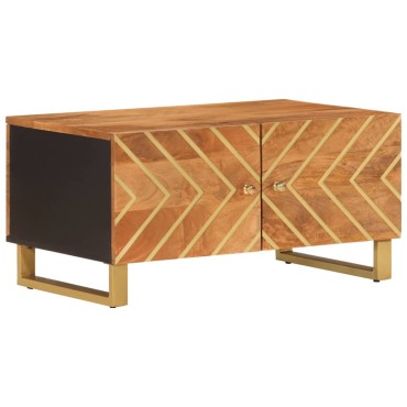 vidaXL Τραπεζάκι Σαλονιού Καφέ/Μαύρο 80x50x40cm από Μασίφ Ξύλο Μάνγκο 1 τεμ.