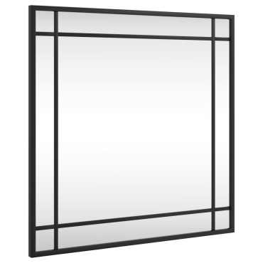 vidaXL Καθρέφτης Τοίχου Τετράγωνος Μαύρος 50 x 50 εκ. από Σίδερο