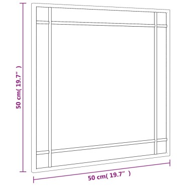 vidaXL Καθρέφτης Τοίχου Τετράγωνος Μαύρος 50 x 50 εκ. από Σίδερο