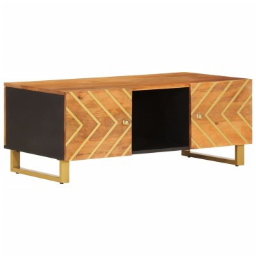 vidaXL Τραπεζάκι Σαλονιού Καφέ / Μαύρο 100x54x40cm Μασίφ Ξύλο Μάνγκο 1 τεμ.