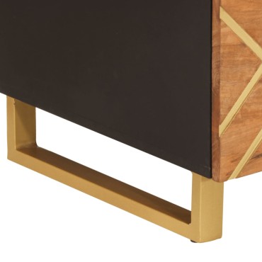 vidaXL Τραπεζάκι Σαλονιού Καφέ / Μαύρο 100x54x40cm Μασίφ Ξύλο Μάνγκο 1 τεμ.