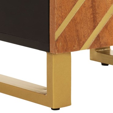 vidaXL Ντουλάπι Μπάνιου Καφέ/Μαύρο 38x33,5x160cm Μασίφ Ξύλο Μάνγκο 1 τεμ.