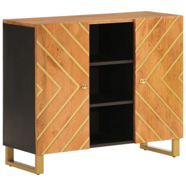 vidaXL Βοηθητικό Έπιπλο Καφέ/Μαύρο 90x33,5x75cm Μασίφ Ξύλο Μάνγκο 1 τεμ.