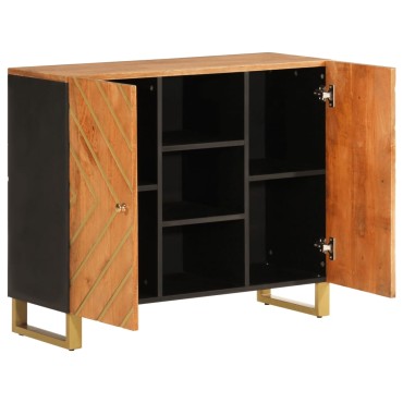 vidaXL Βοηθητικό Έπιπλο Καφέ/Μαύρο 90x33,5x75cm Μασίφ Ξύλο Μάνγκο 1 τεμ.