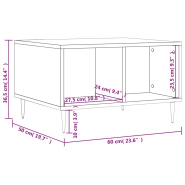 vidaXL Τραπεζάκι Σαλονιού Καφέ Δρυς 60x50x36,5cm Επεξεργασμένο Ξύλο 1 τεμ.