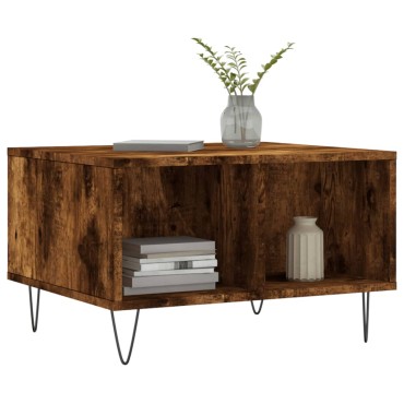 vidaXL Τραπεζάκι Σαλονιού Καπνιστή Δρυς 60x50x36,5cm Επεξεργασμ. Ξύλο 1 τεμ.