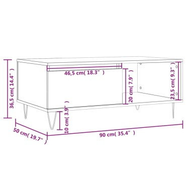 vidaXL Τραπεζάκι Σαλονιού Γκρι Sonoma 90x50x36,5cm Επεξεργασμένο Ξύλο 1 τεμ.