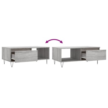 vidaXL Τραπεζάκι Σαλονιού Γκρι Sonoma 90x50x36,5cm Επεξεργασμένο Ξύλο 1 τεμ.